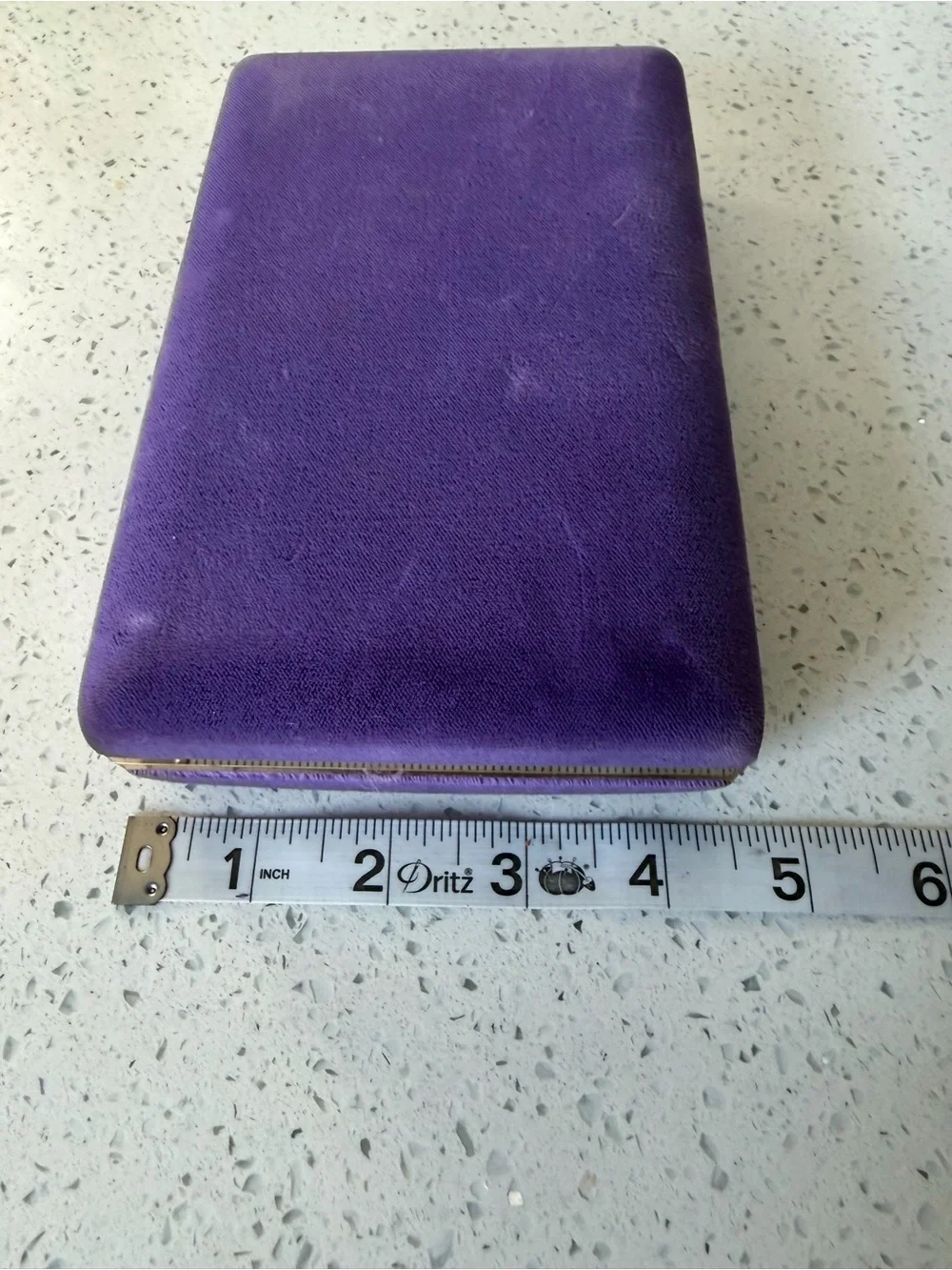Vintage Purple Velvet Jewelry Box with Gold Trim